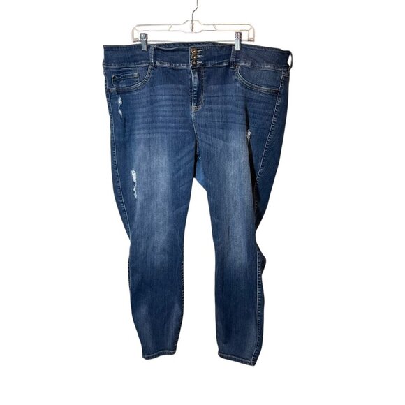 Torrid Womens Plus Skinny Jeans Distressed Detailing Medium Wash Denim SZ 26 - Picture 1 of 10